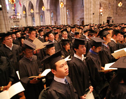 Students filled the chapel