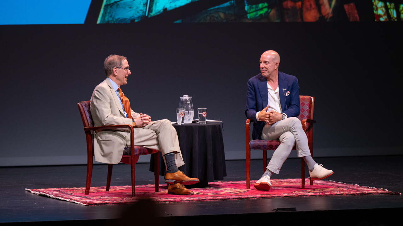 President Eisgruber with Anthony Romero on stage