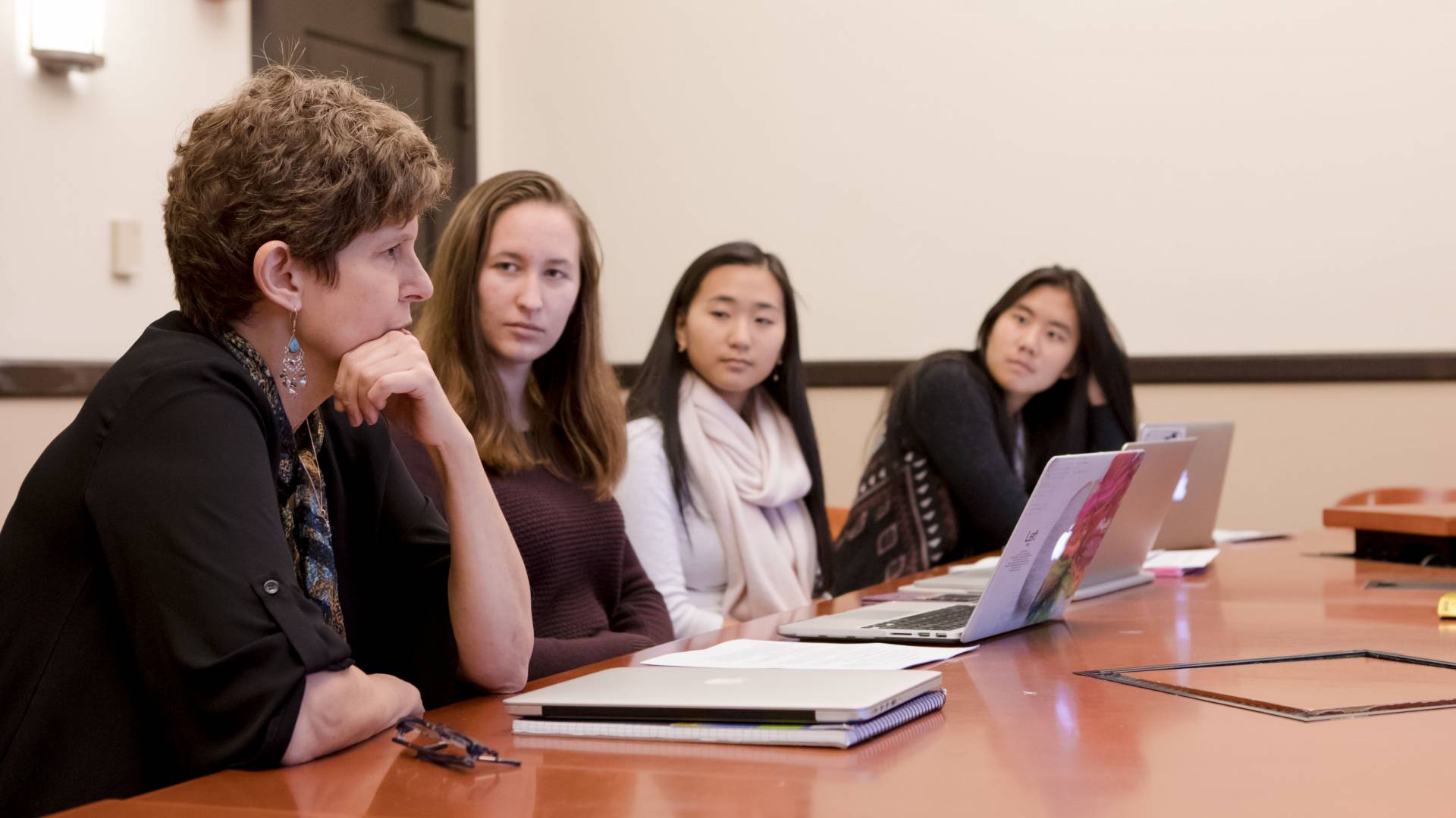 Students listening to professor Shaun Marmon teaching Freshman Seminar course