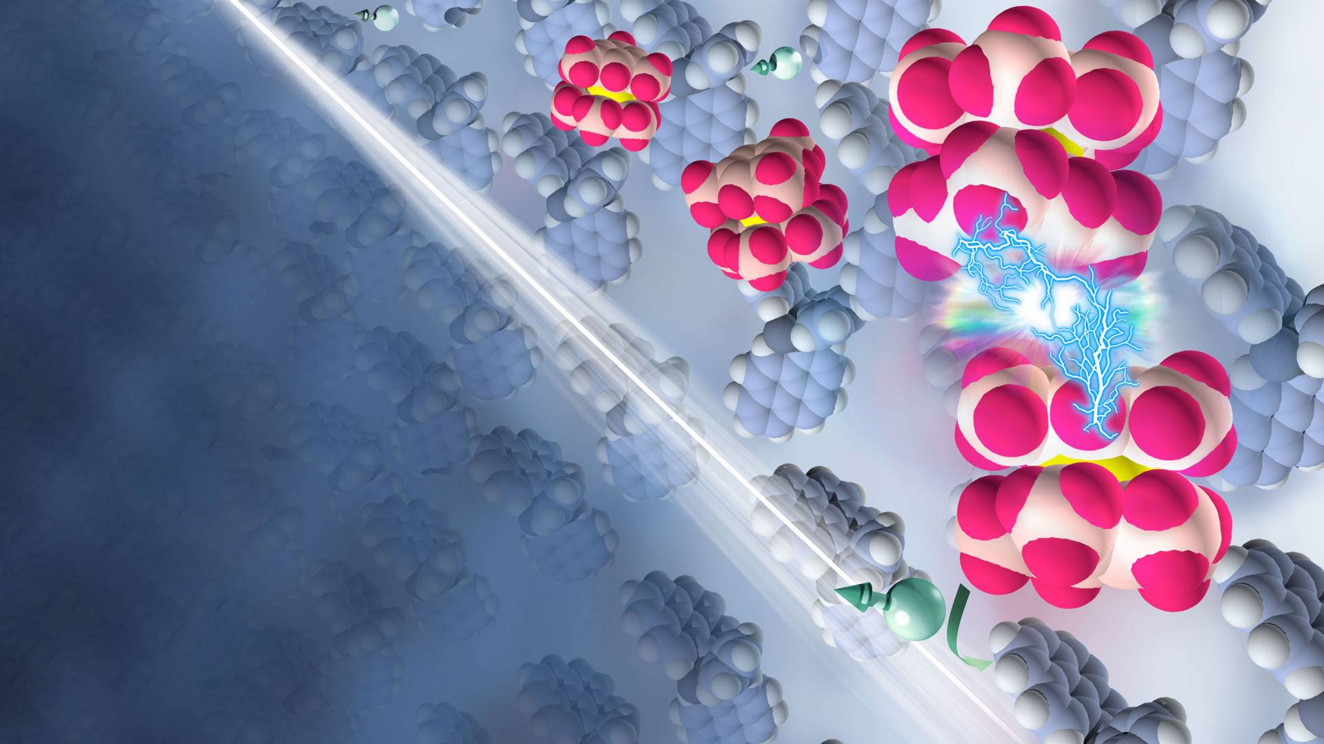 Illustration of molecules in a semiconductor