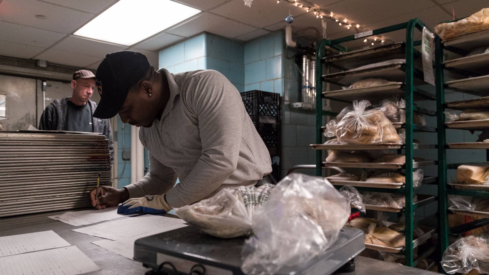 Weighing food for donation pickup