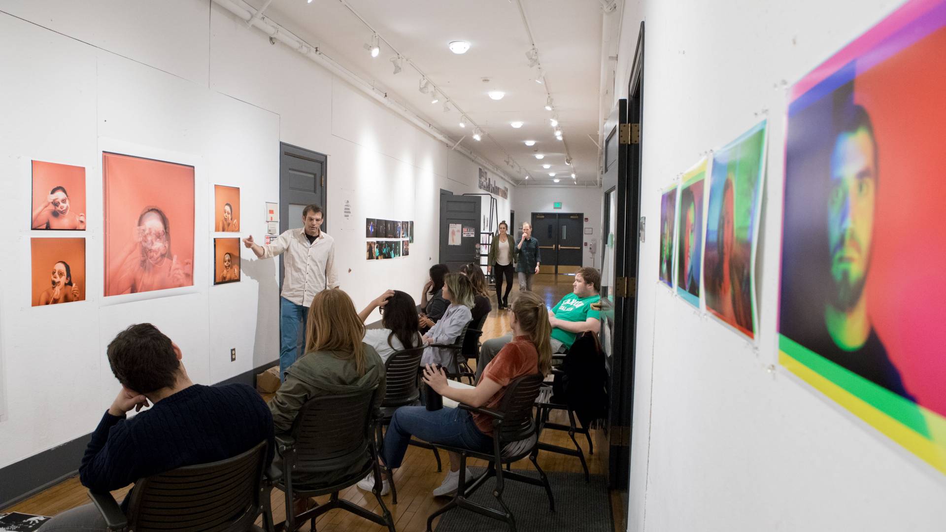 Professor Whetstone leads critique of student work