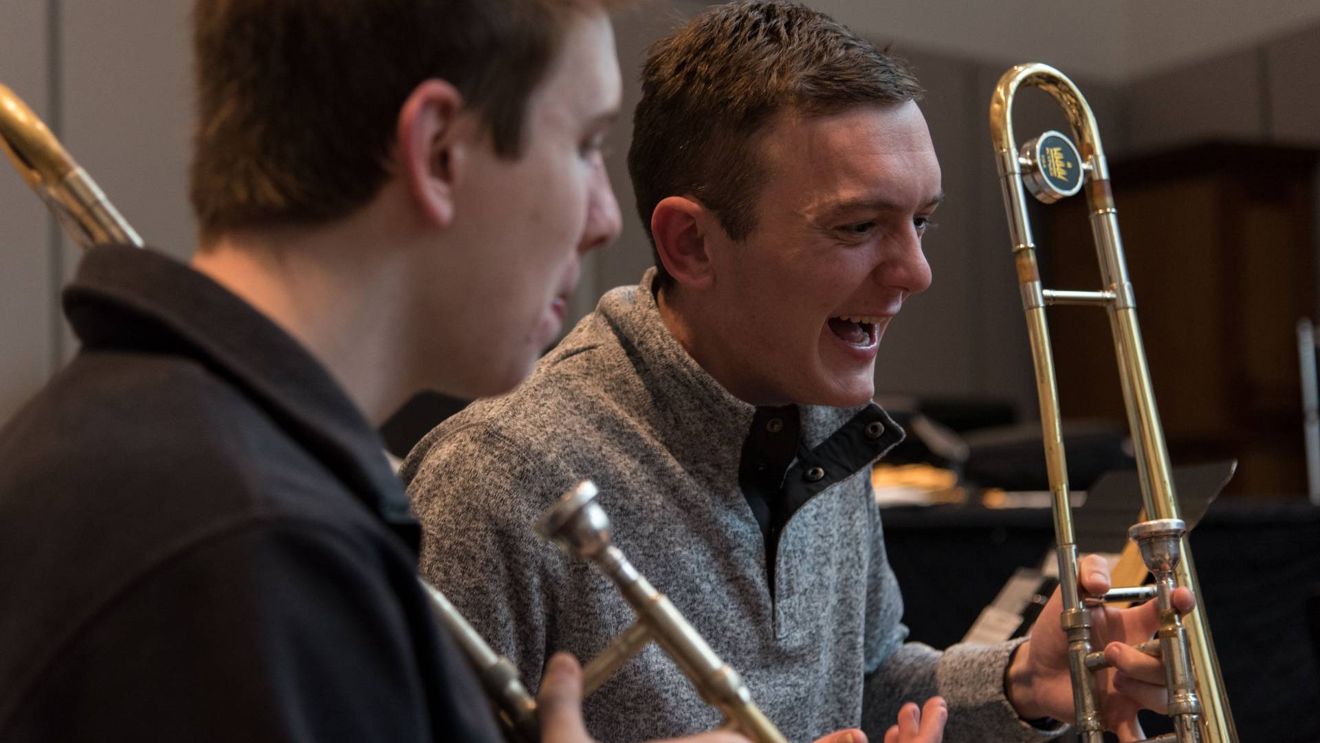 Students with trombones