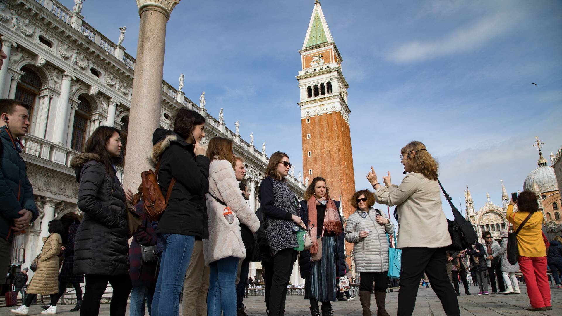 Students outside Doge's Palace in Venice