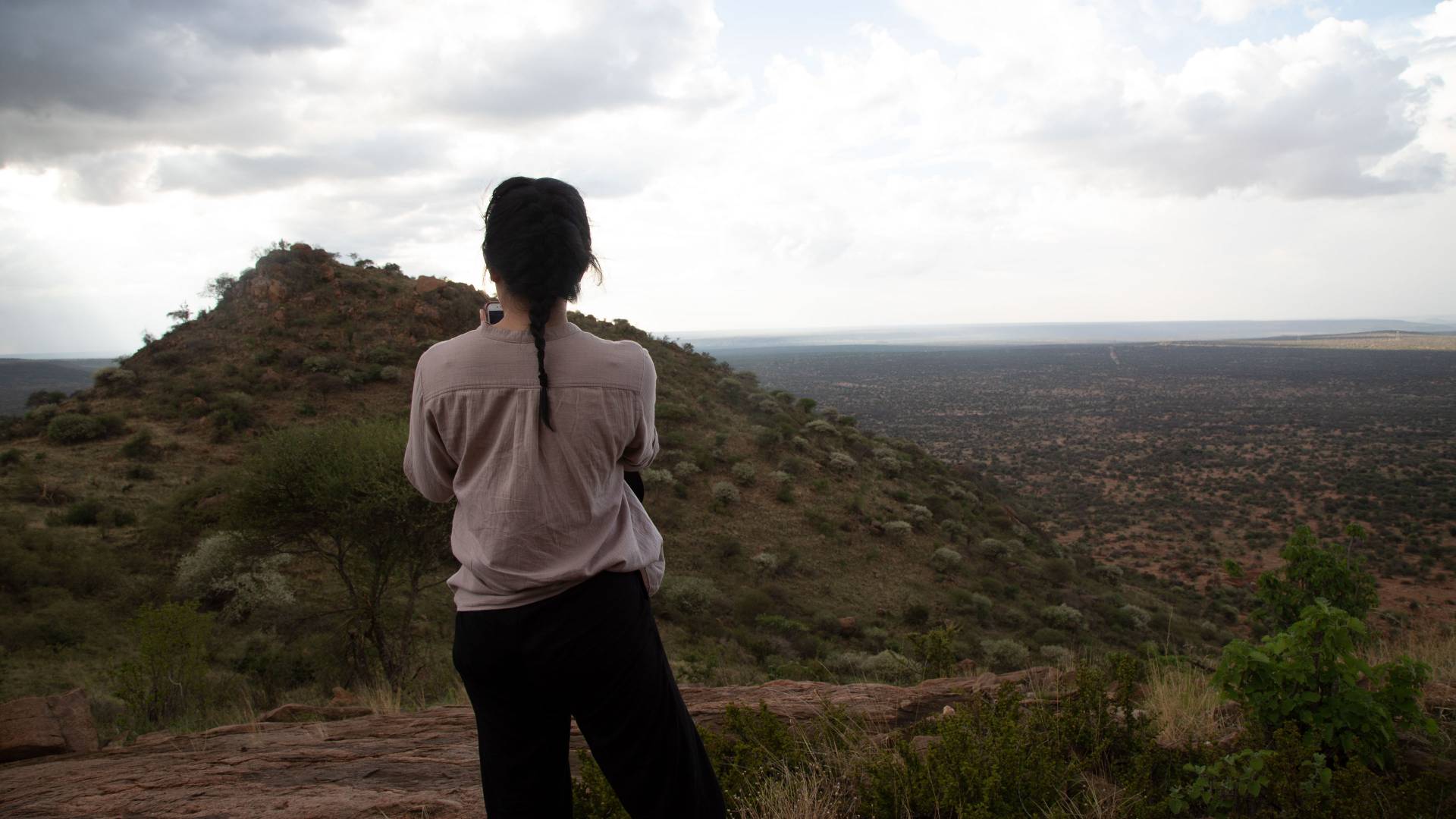 Student looking out over Mount Mukenya