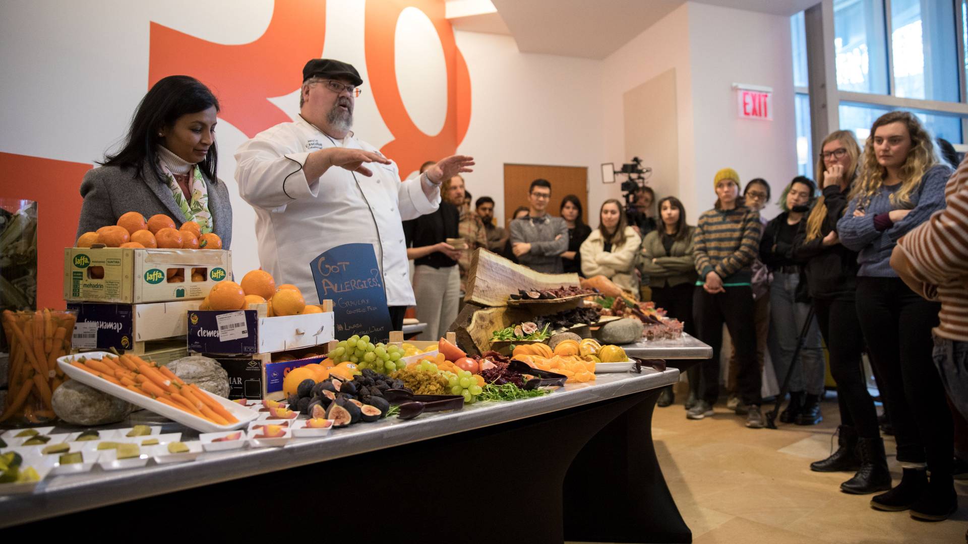 Chef doing demonstration for students
