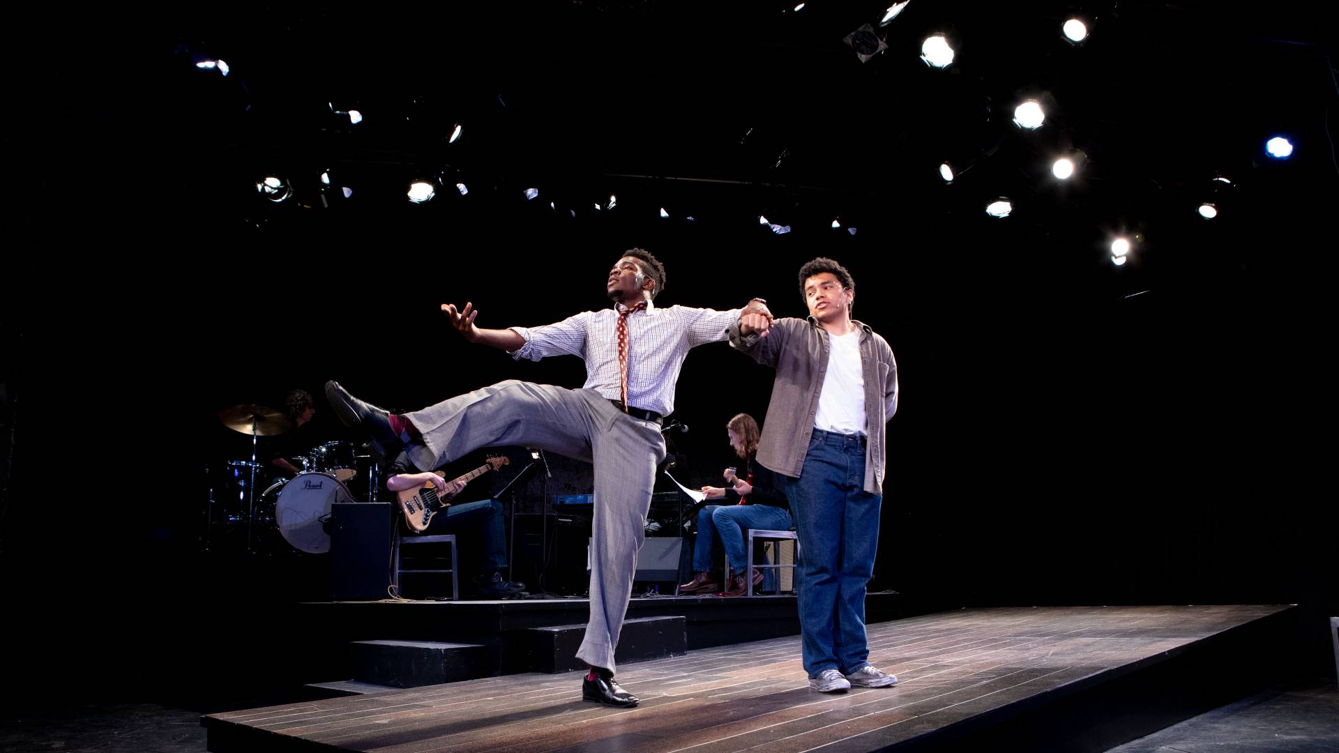 Actors and musicians on stage for musical "Tick, Tick...Boom"