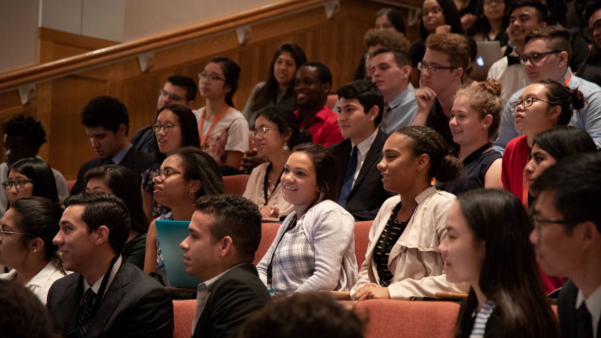 Students in LEDA program listening to presentation