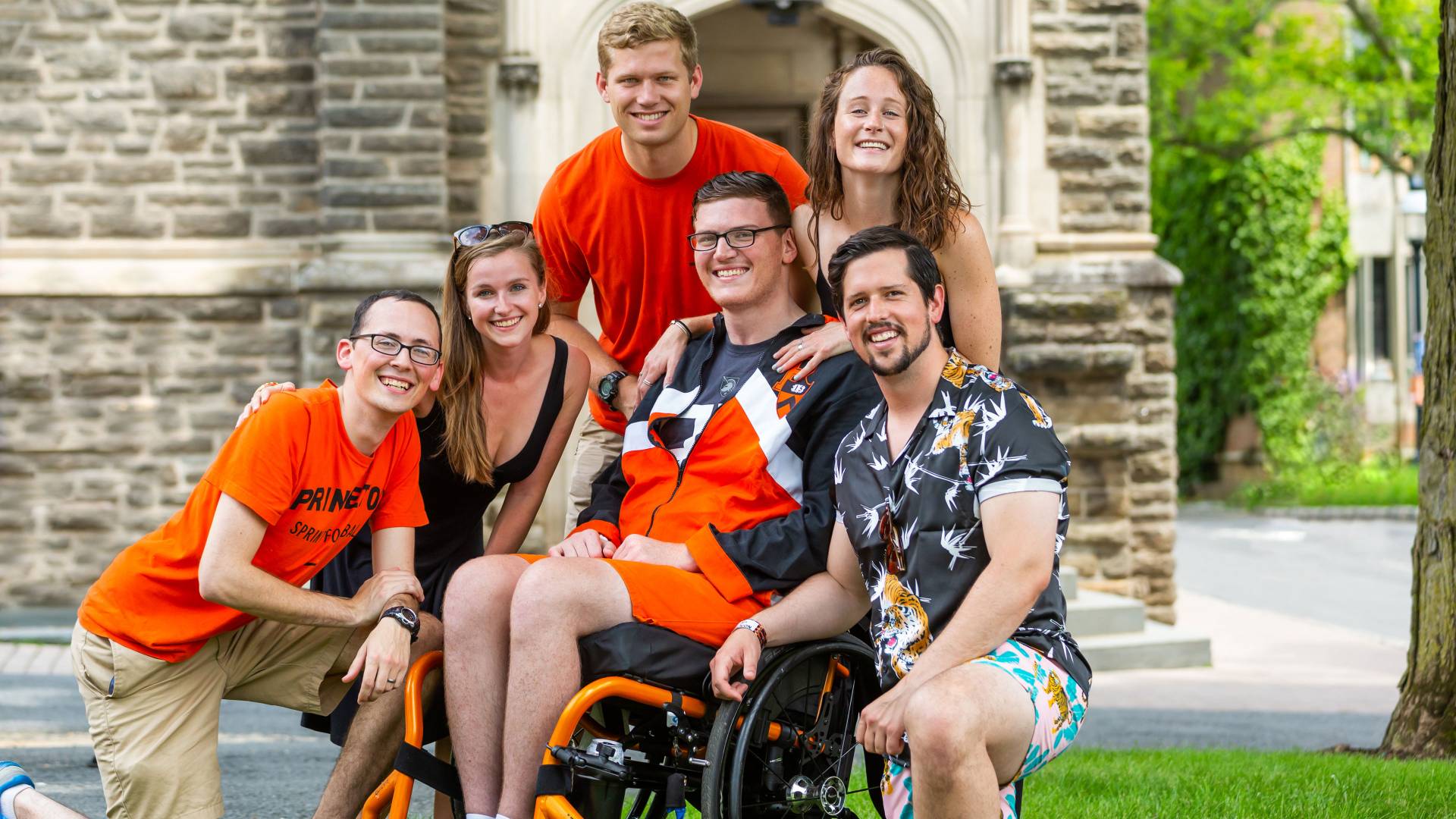 Victor Prato with friends on campus