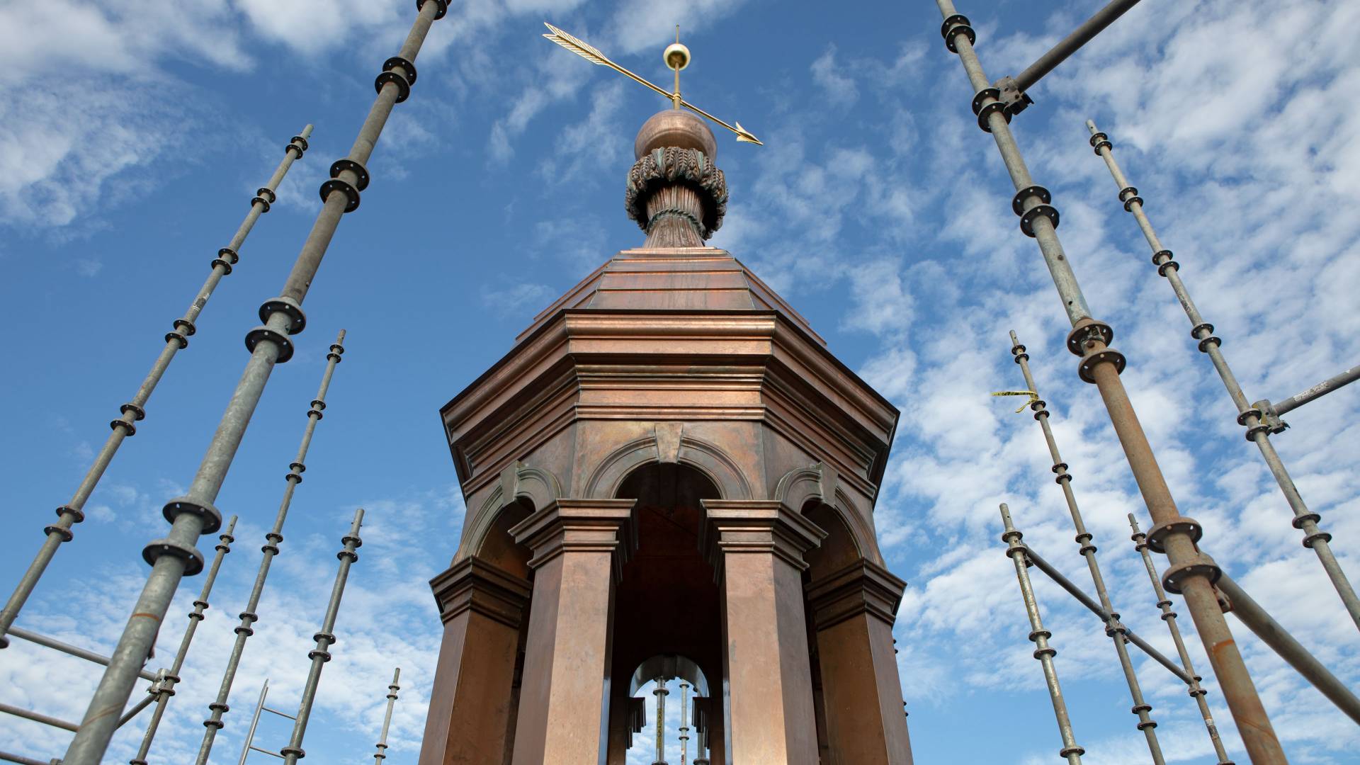 New copper covering top of Nassau Hall cupola