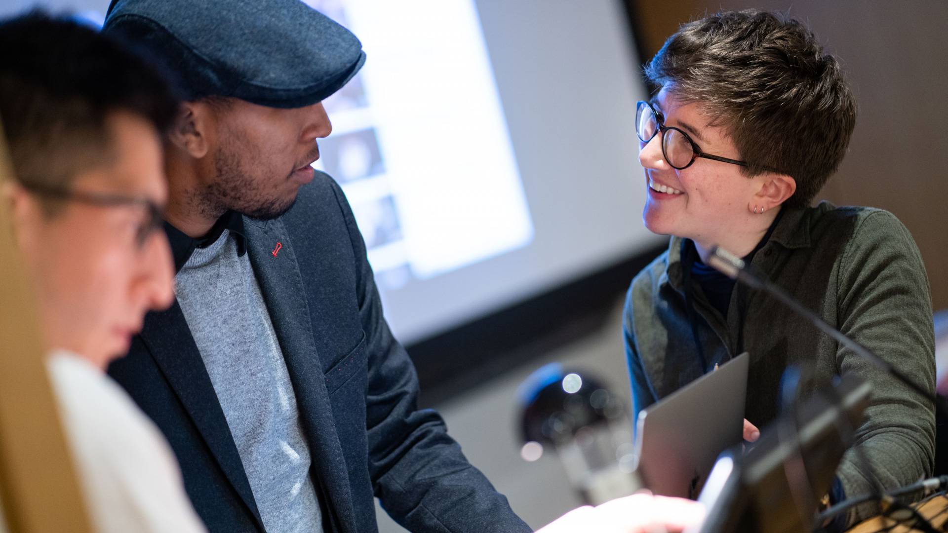 Kyle Mays speaking with Isabel Lockhart