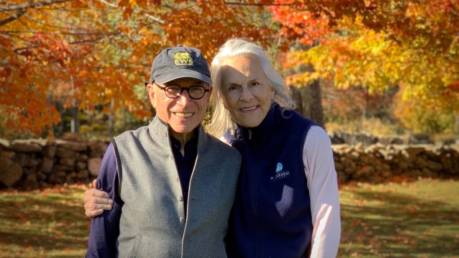 The Ferenbachs in front of autumn foliage