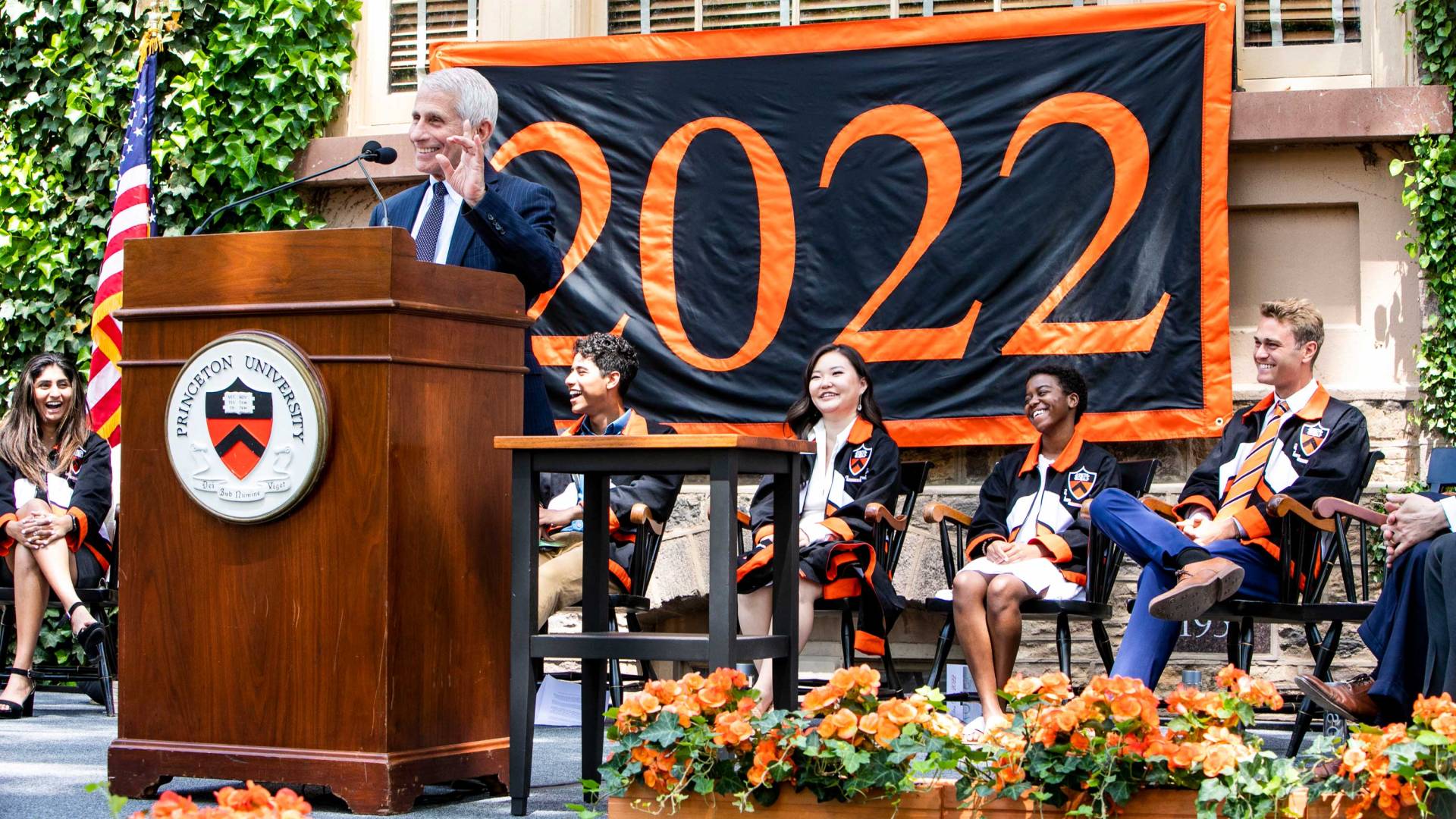 Dr. Fauci stands at the podium