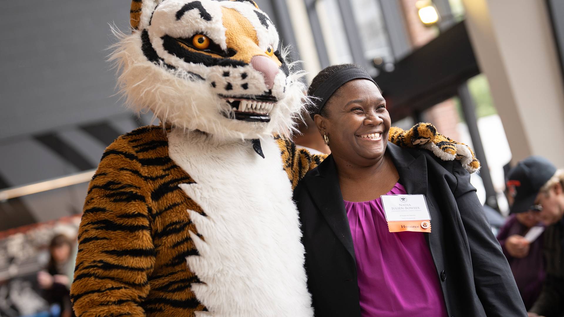 Nadia Julien-Bowser poses with the Princeton Tiger