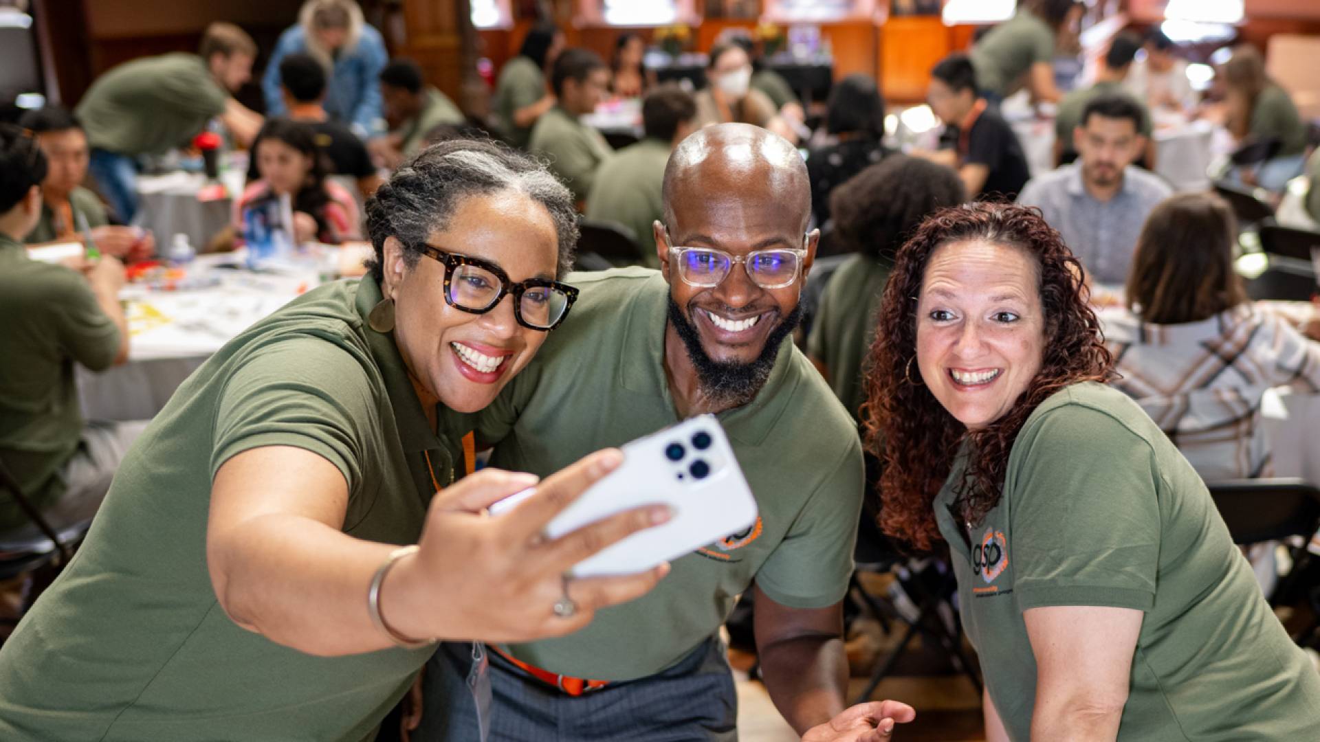 People posing for a selfie.