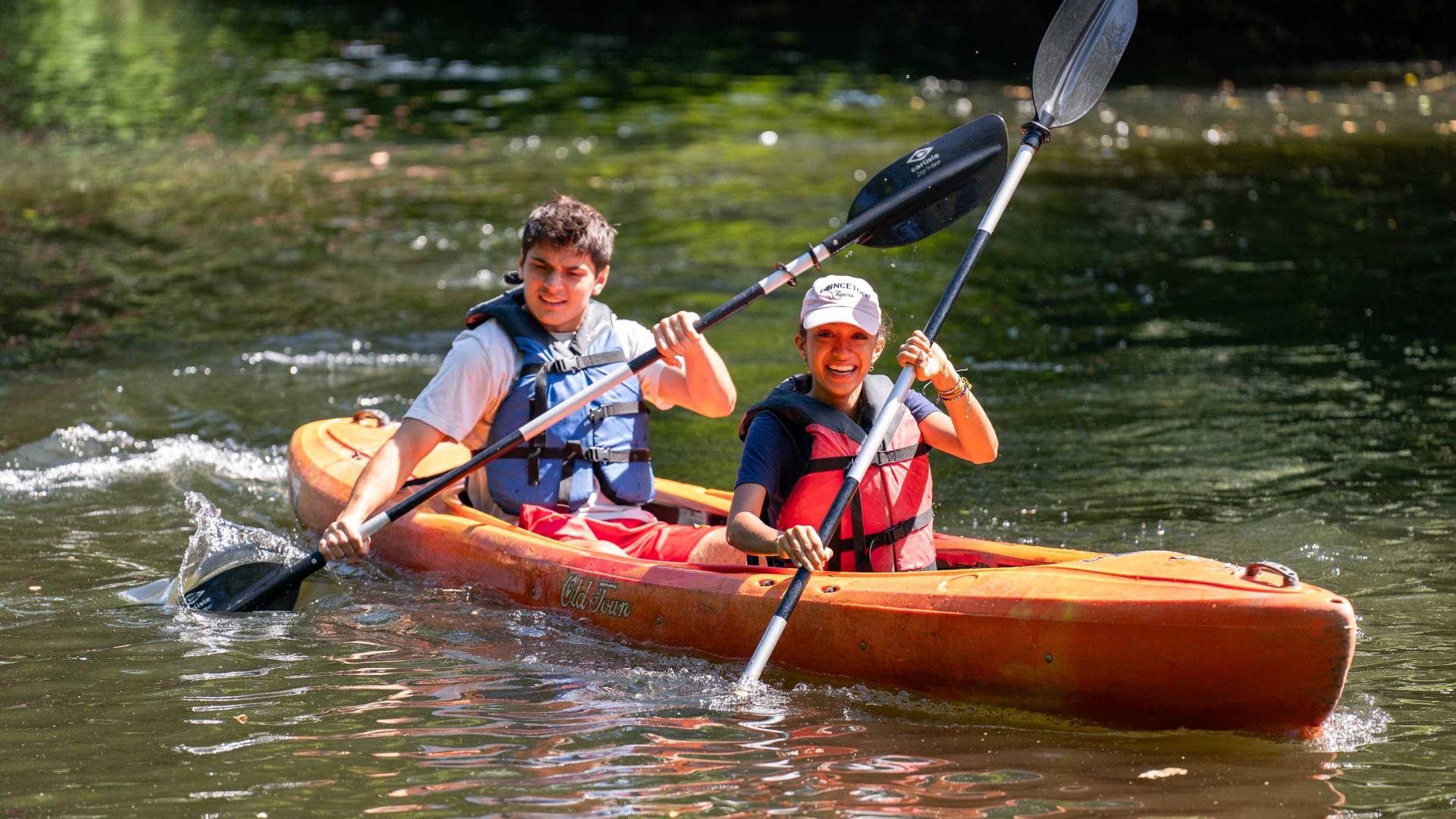 Two students kayaking