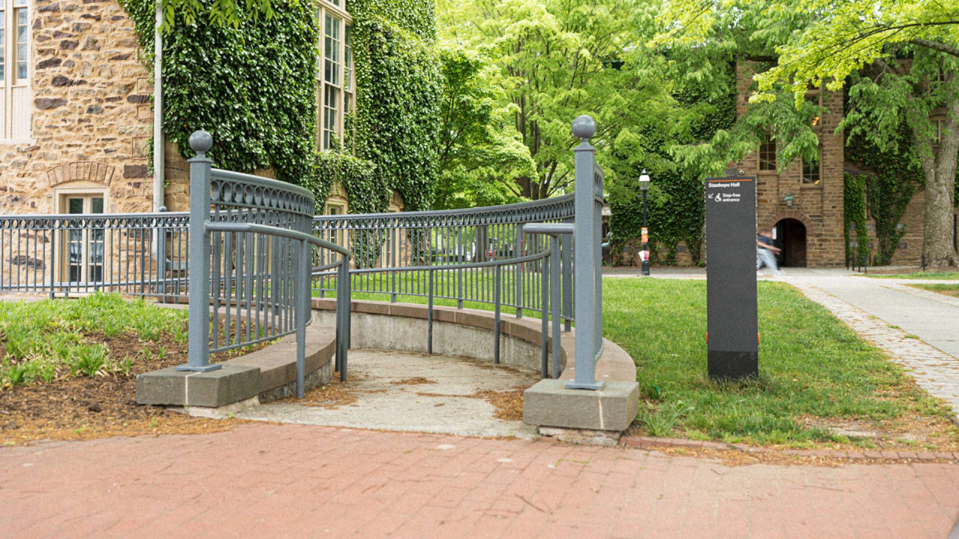 Exterior ramp leading to an entrance of a building