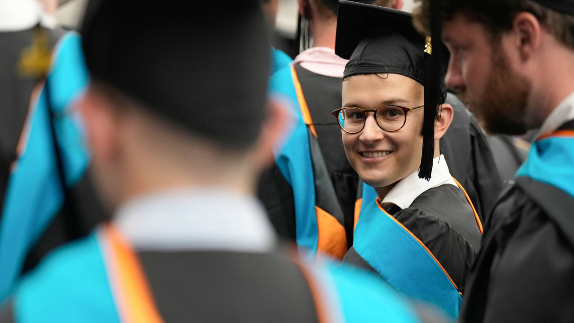 The peacock blue velvet trim on Brent David Efron's collar hints at his master in public affairs degree from Princeton's School of Public and International Affairs.