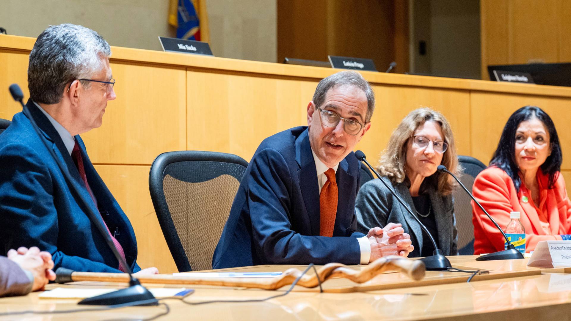 President Eisgruber talking to municipal officials