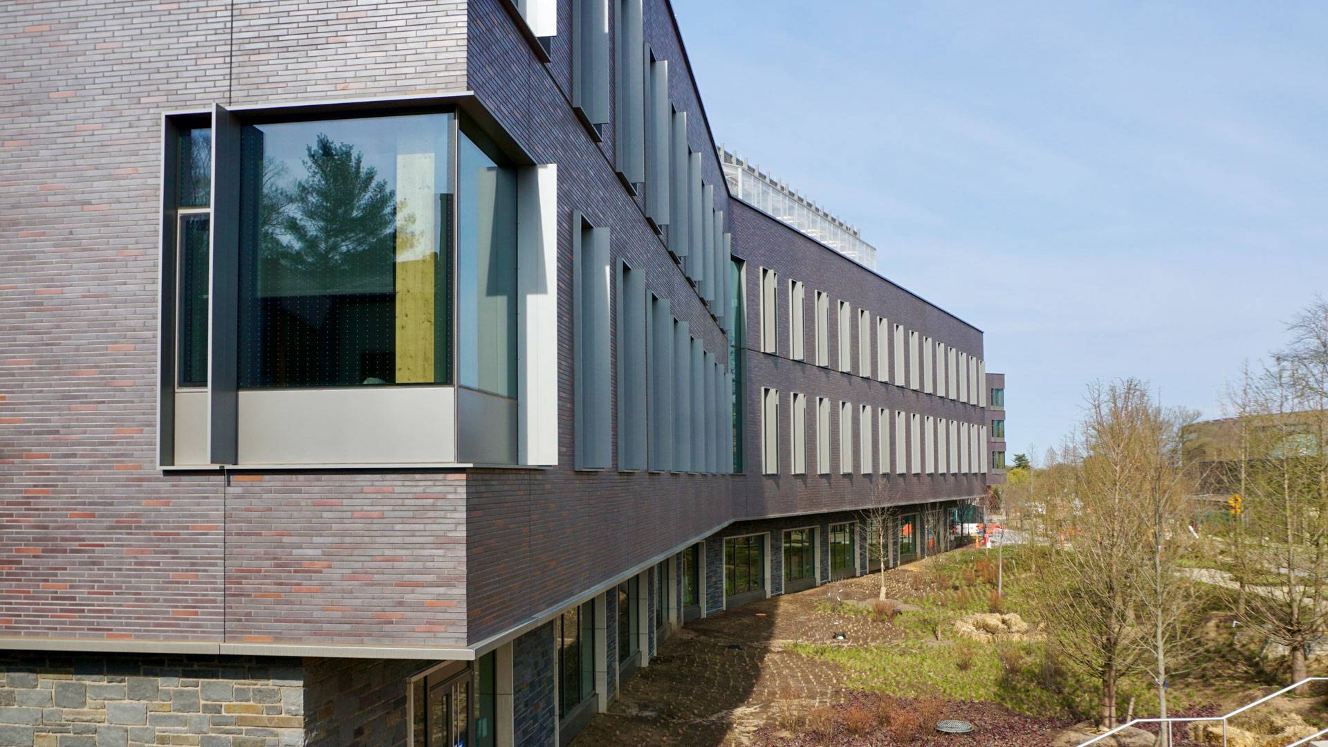The exterior of the new Briger Hall on the Princeton campus.