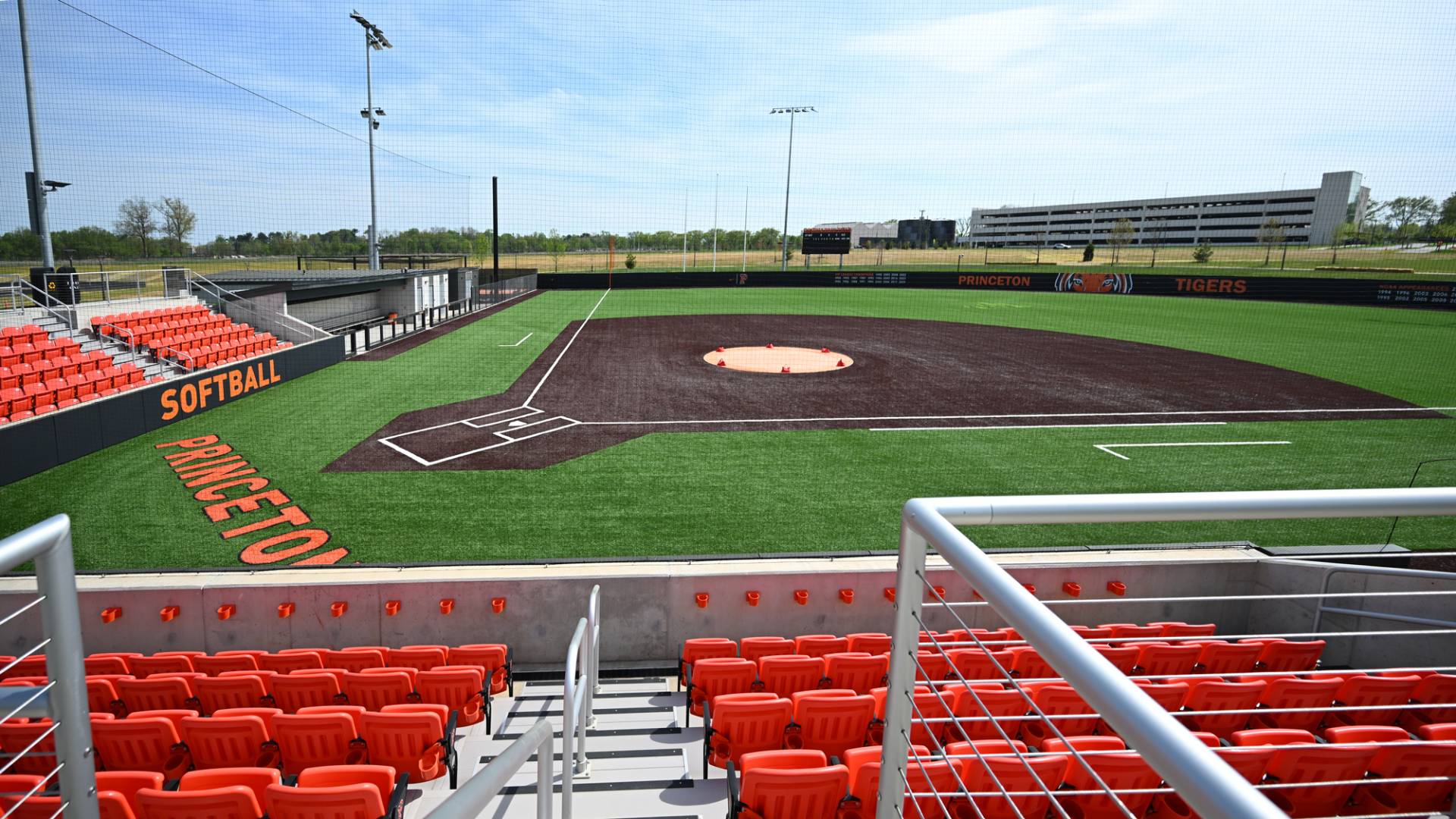 The infield at Cynthia Lynn Paul ’94 Field on a sunny spring day.
