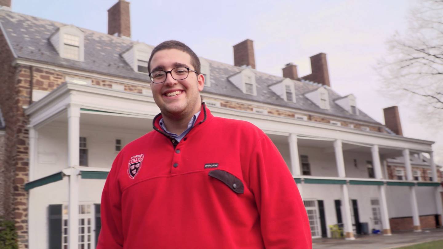 Naoum Fares Marayati outside Forbes College
