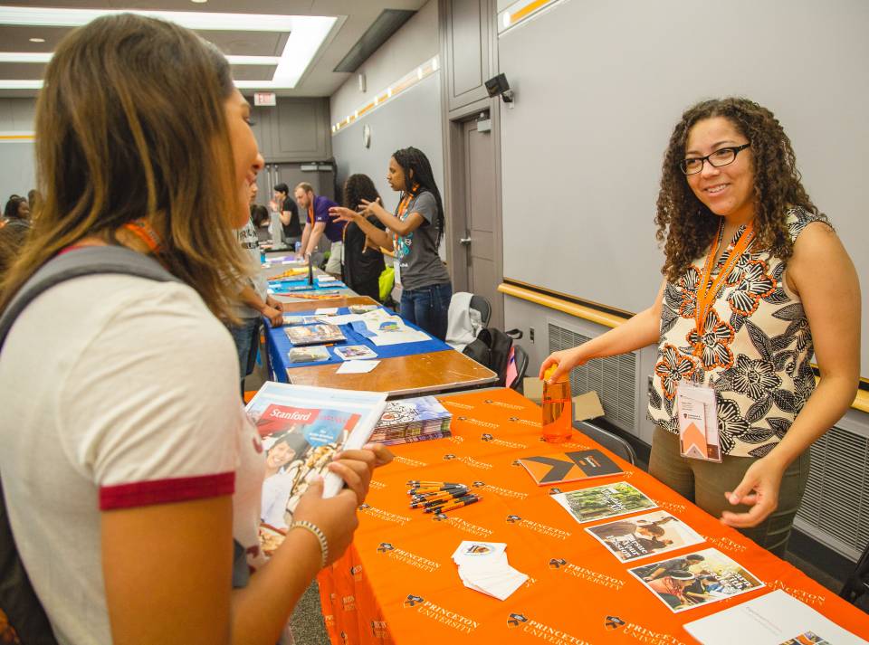 Gillian Wood, assistant director of admission at Princeton, speaking to high school student