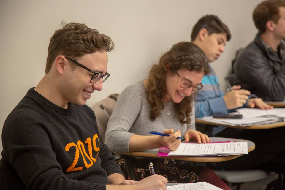 Students working in class