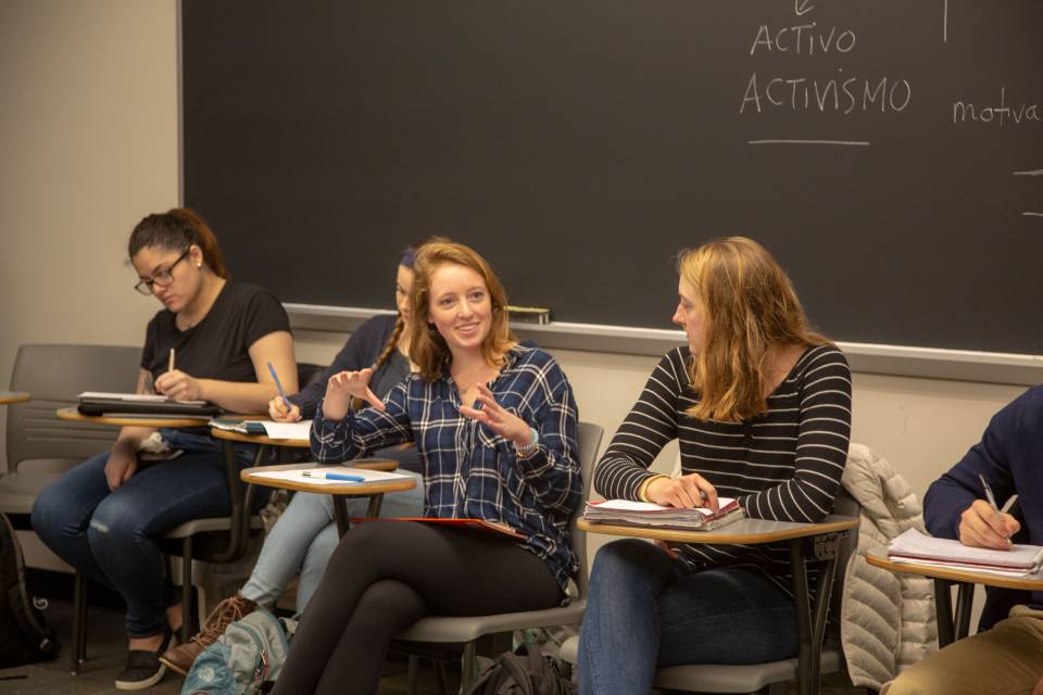 Students engaging during class