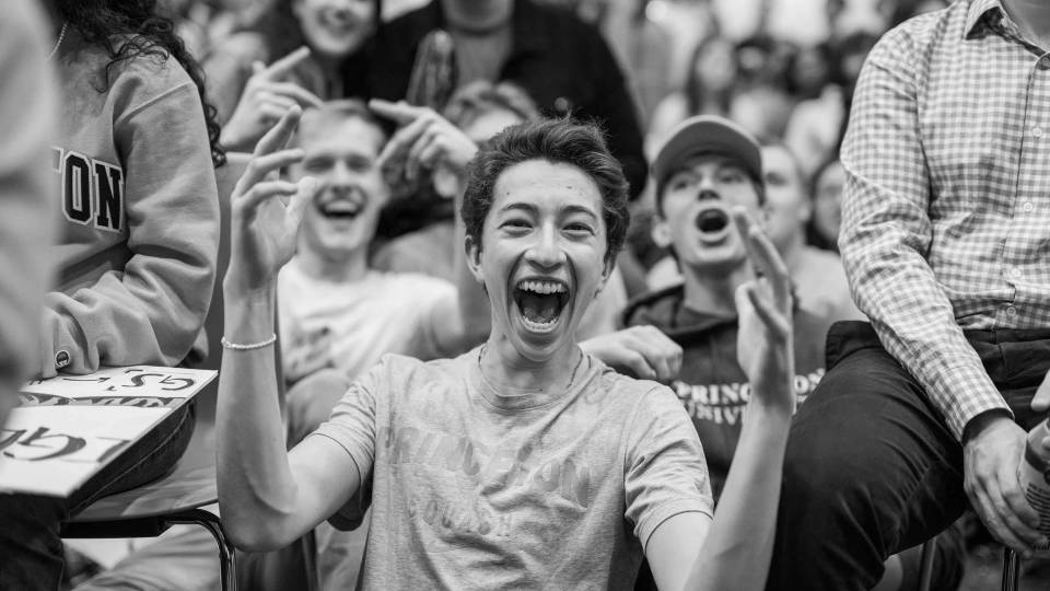 Princeton student excited about the basketball game