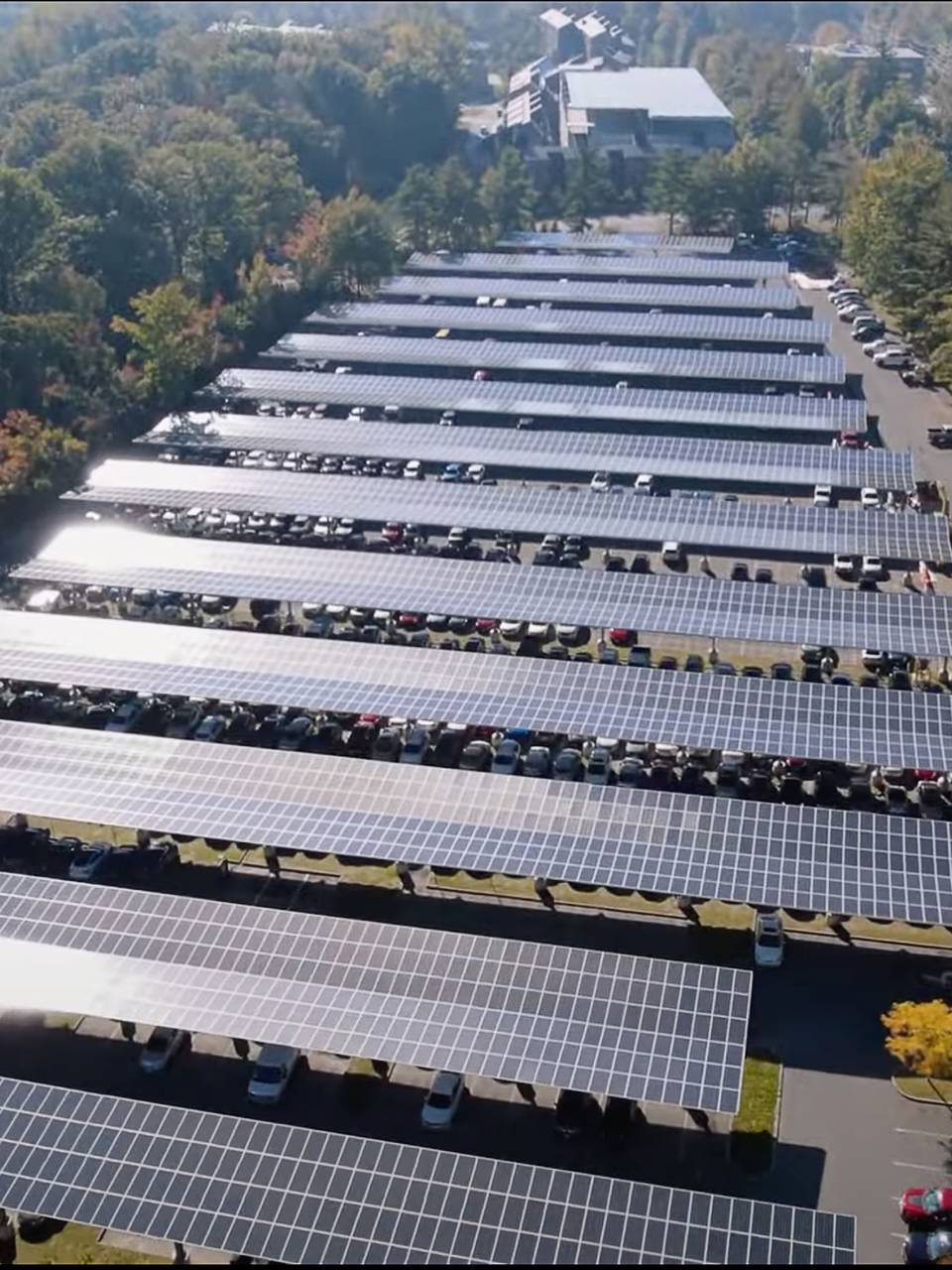 Drone footage of solar panels