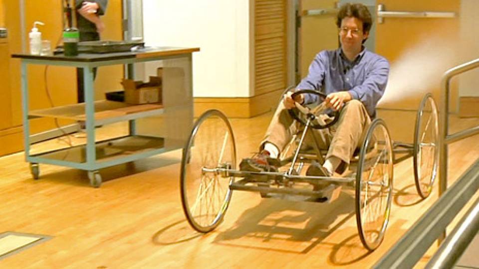 Gubser riding go-cart powered by a fire extinguishe