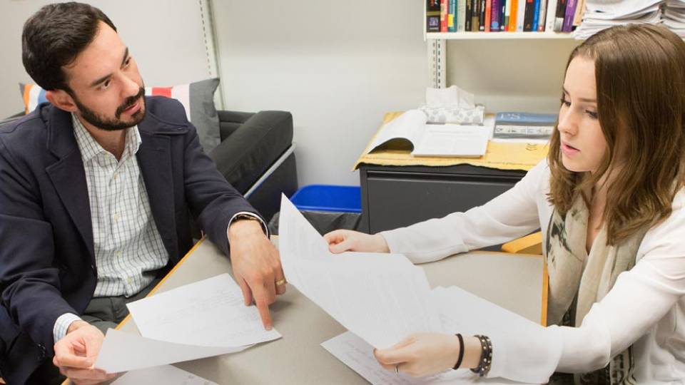 Ali Valenzuela advising senior Charlotte LeMaire