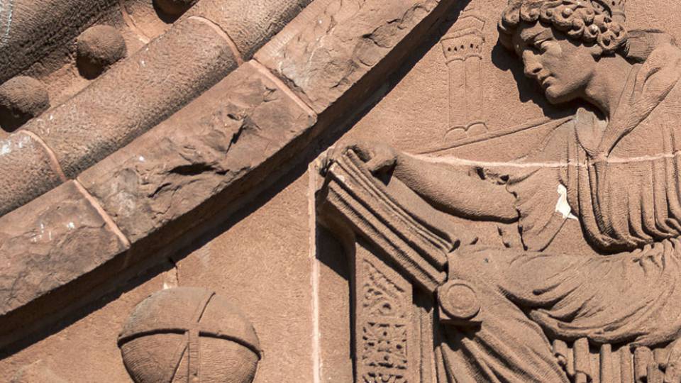 Richardson Auditorium in Alexander Hall sculpture detail