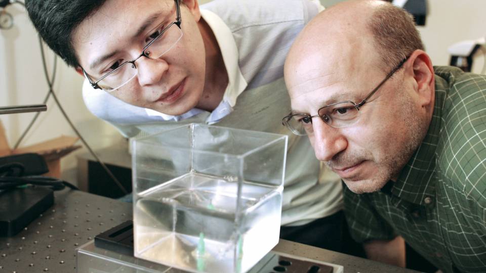 Professor Howard Stone and graduate student Jie Feng