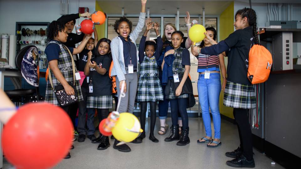 Harlem Prep students cheering