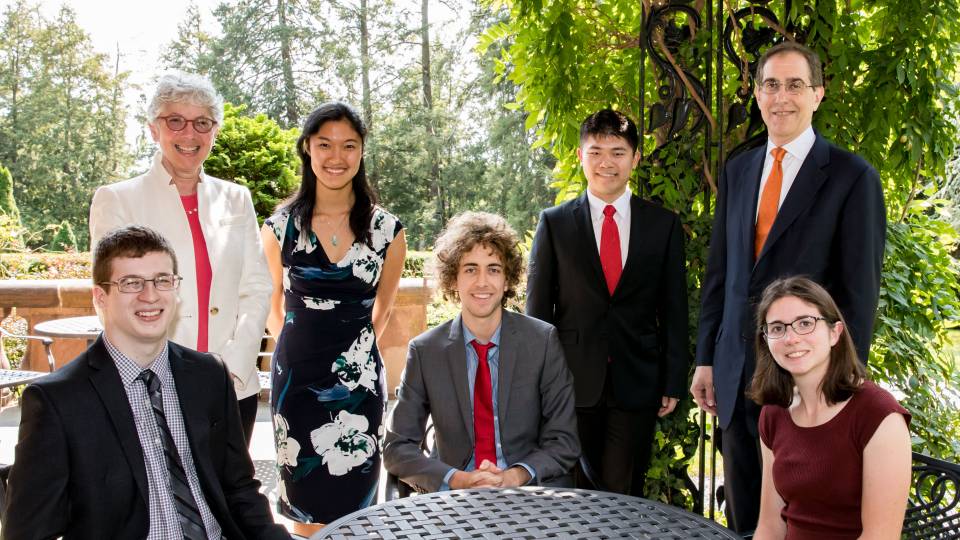 Student award winners with Jill Dolan and President Eisgruber