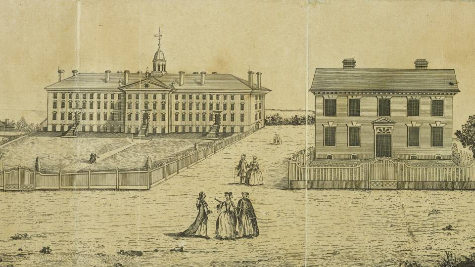 Old sketch of Nassau Hall