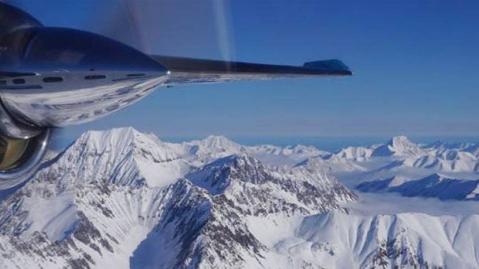 Aerial of alpine snowfields