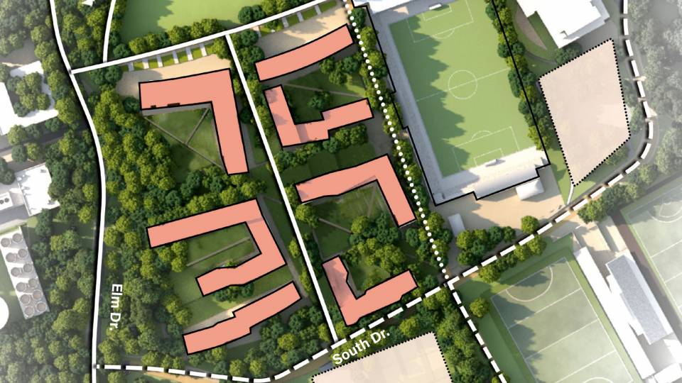 Campus Plan map of potential residential colleges