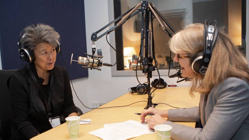 Helen Zia in the studio