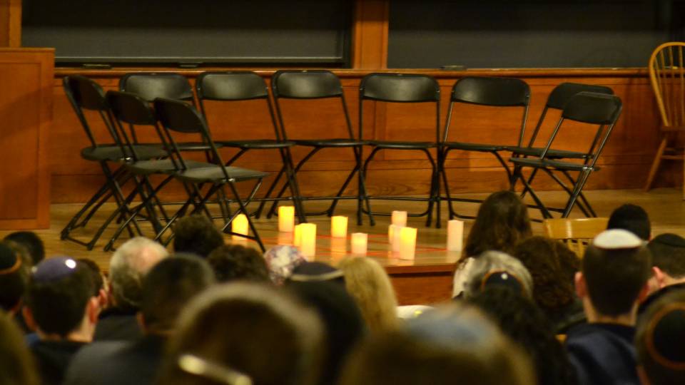 11 seats set for the 11 victims of the Pittsburgh Tree of Life synagogue massacre