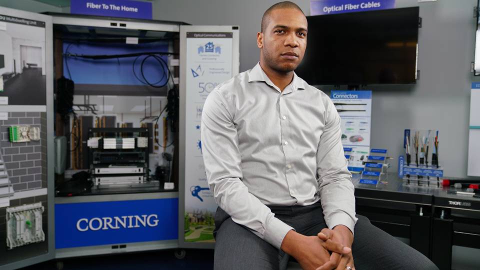 Dave Christie in front of machines