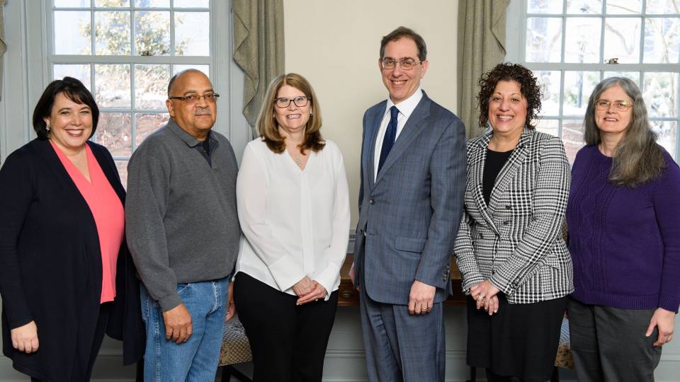 President's Achievement Award recipients stand with President Eisgruber