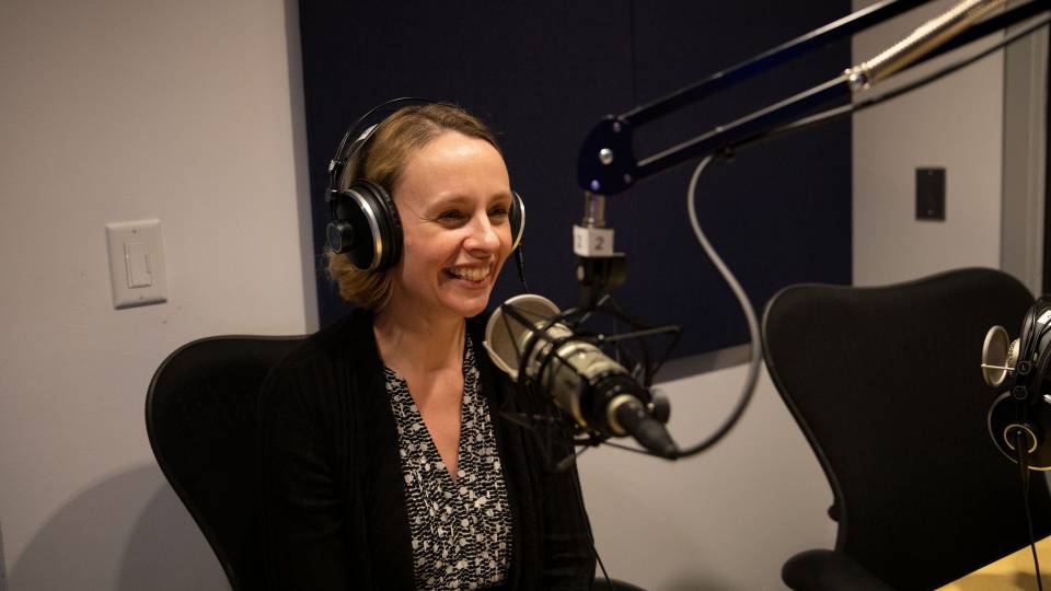 Jo Dunkley in the recording booth