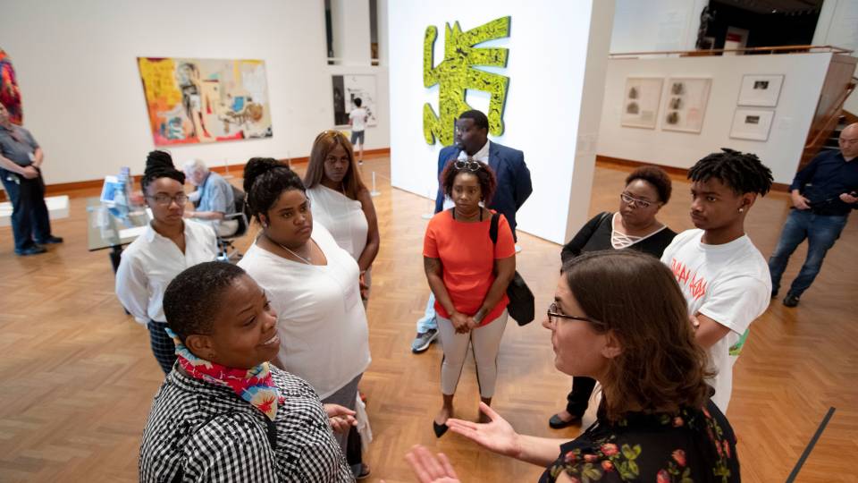 Mitra Abbaspour speaks to members of HBCUs on tour of the art museum