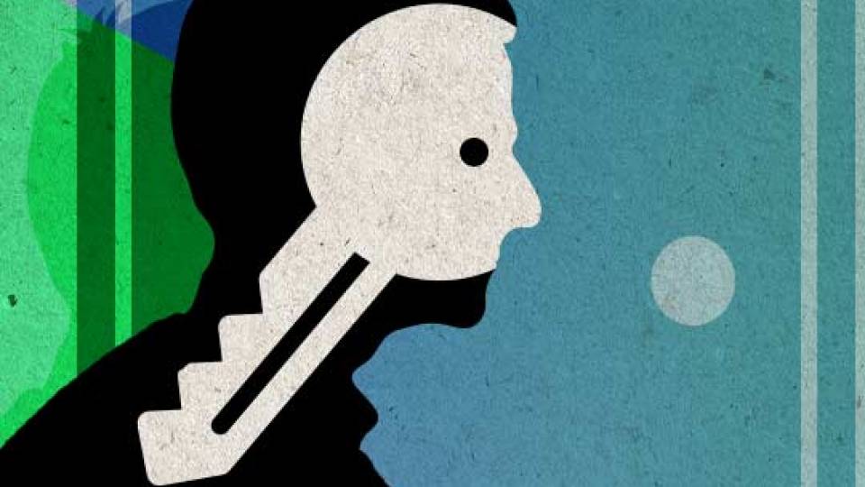 silhouette of a man that incorporates the shape of a key