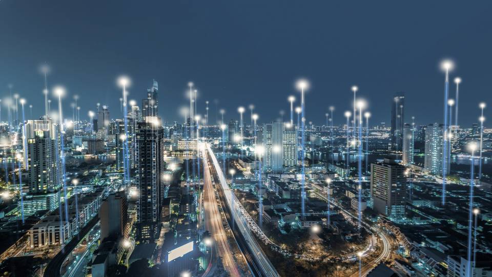 A networked city in lights