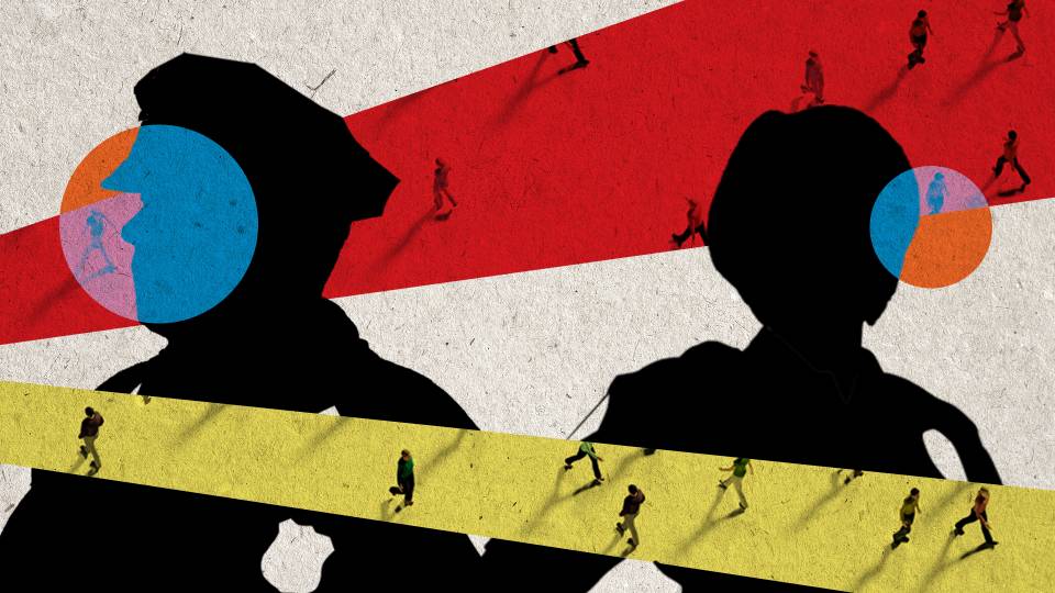 Illustration of 2 silhouttes of police officers