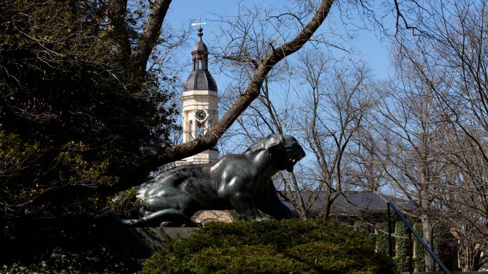 tiger sculpture behind Nassau Hall